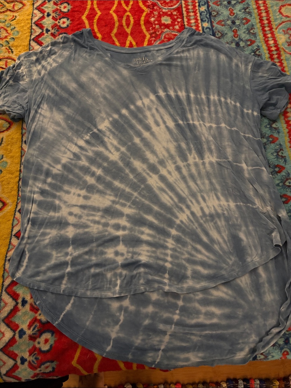 Time and Tru Gray Tie-Dye Short Sleeve Top
